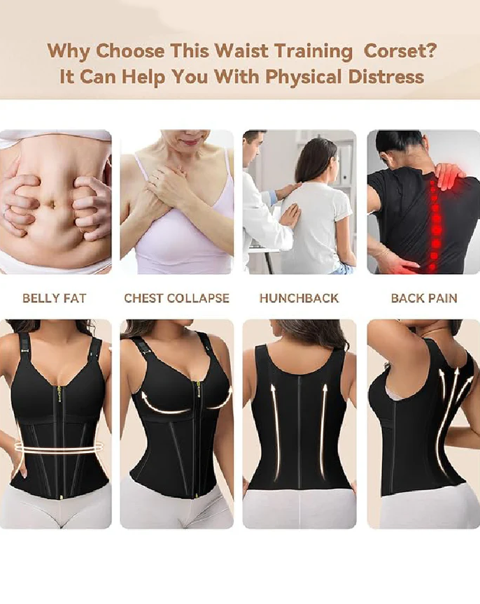 Women's Boned Latex Zipper Corset Tummy Control Body Shaper Vest With Bra