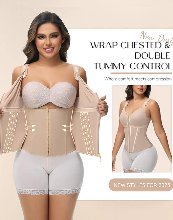 Women's Boned Latex Zipper Corset Tummy Control Body Shaper Vest With Bra