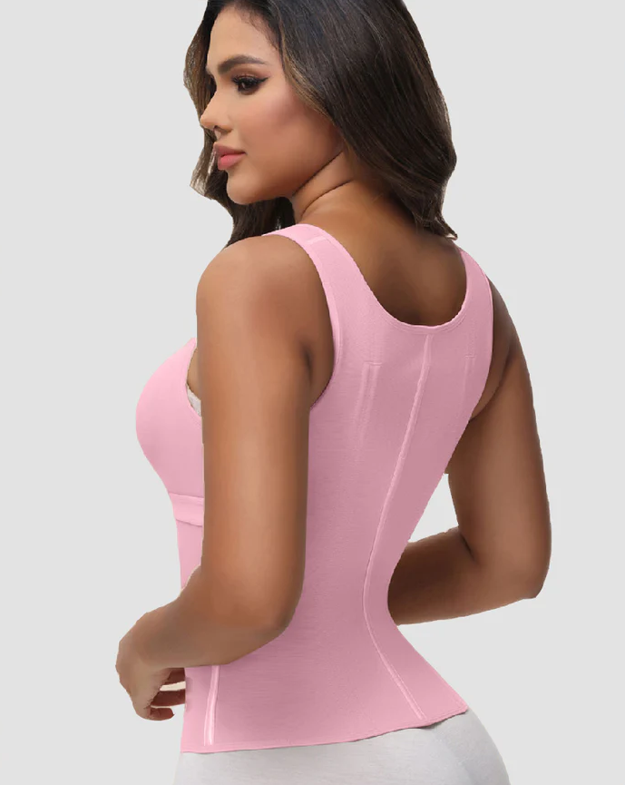 Women's Boned Latex Zipper Corset Tummy Control Body Shaper Vest With Bra